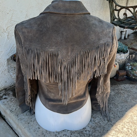 PIONEER Taupe Suede Fringe Blazer - Picture 6 of 12